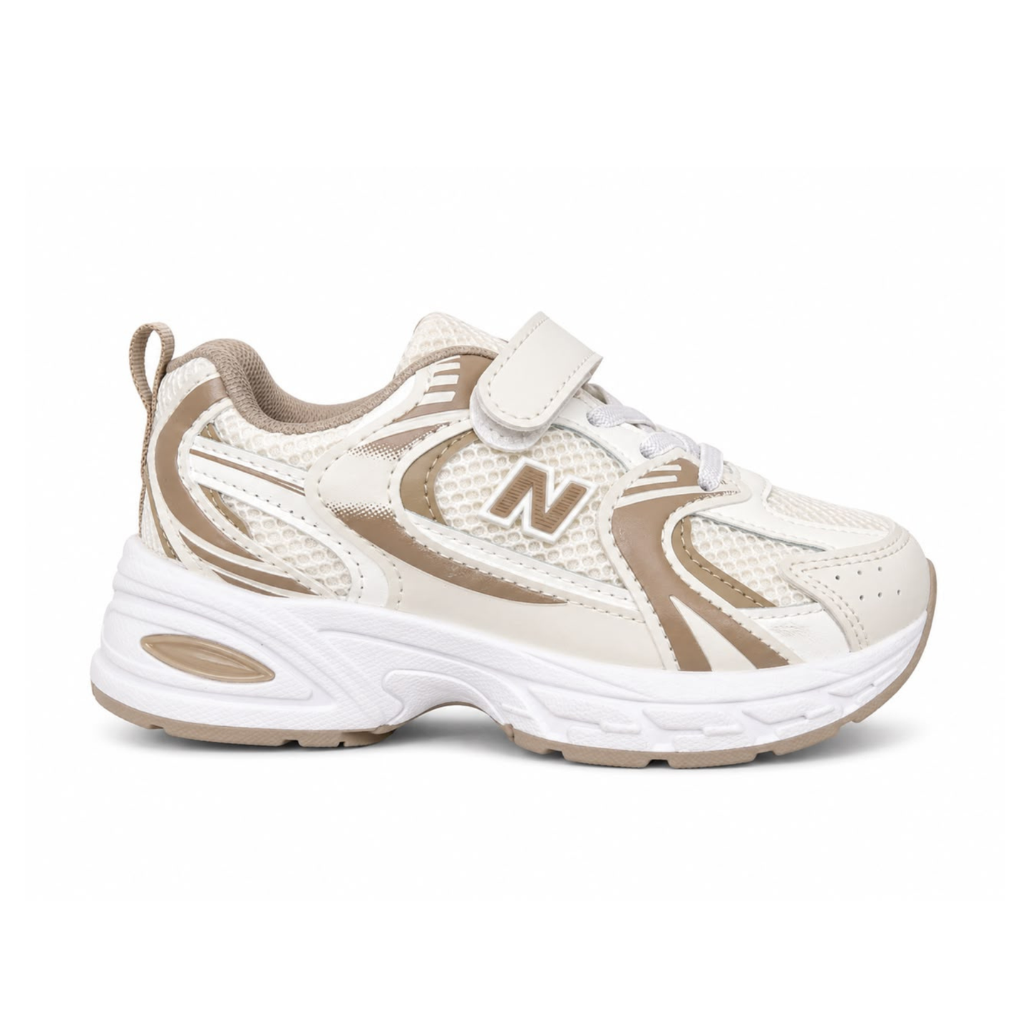 New Balance beige and white